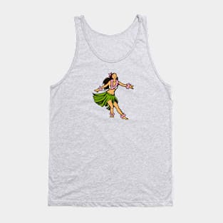 Retro Hawaiian Hula Dancer Illustration Tank Top